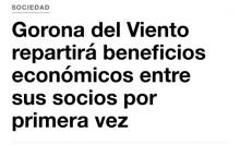 ​​​​​​​  Información de los primeros beneficios que se reparten entre los socios de Gorona del Viento, publicada el 9 de abril pasado en el periódico Gaceta del Meridiano.