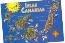 Mapa de las Islas Canarias orientado a la promoción turística.