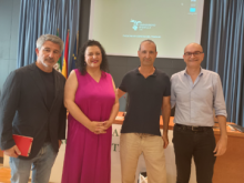 Ricard Serrano, Carmen Dugo , Álvaro Martínez  y Marcial Sánchez, en un receso de las jornadas.